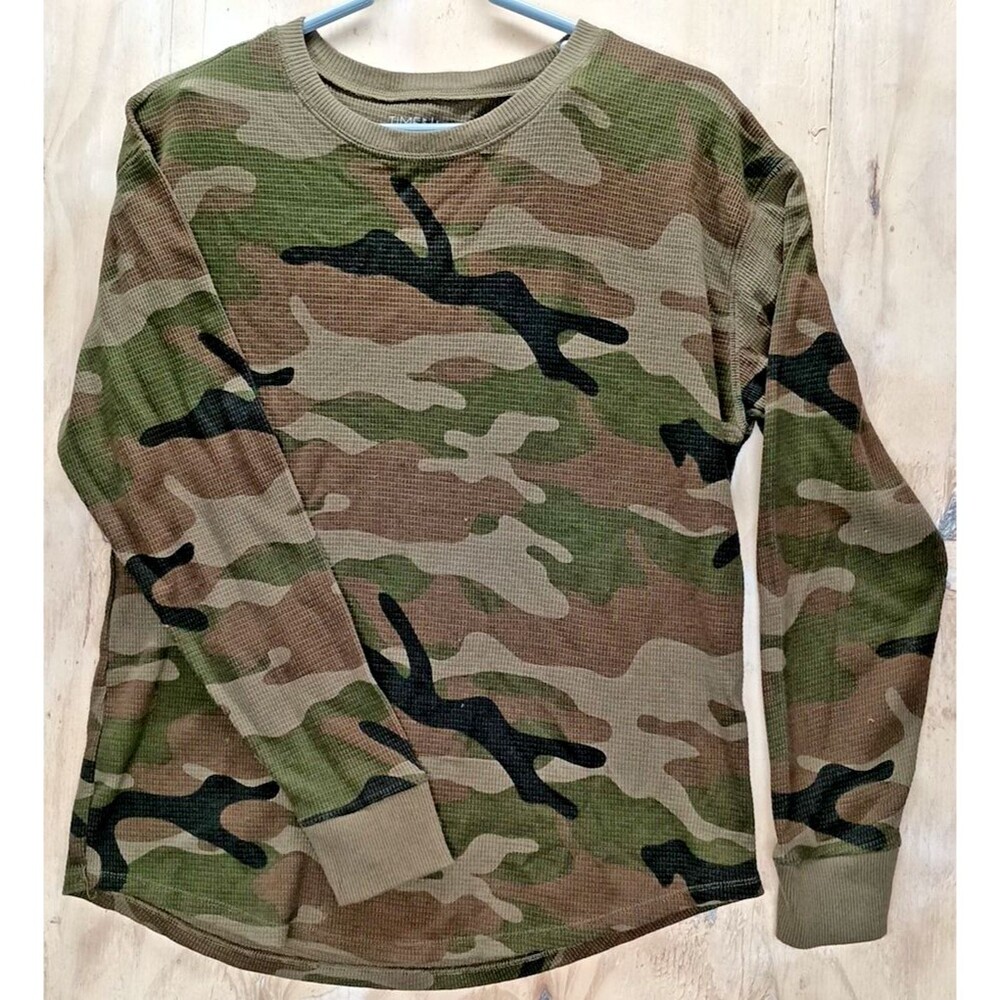 Time and Tru Sweatshirt Women’s LG Sz 12-14 Military Camo Tencel Blend Soft Yoga